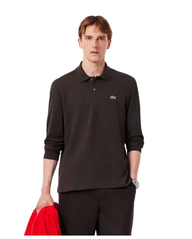 LACOSTE Polo Uomo L1312 AI 25/26 Classic Fit in cotone tinta unita con maniche lunghe SKB MARRONE LACOSTE Polo Uomo L1312 AI 25/26 Classic Fit in cotone tinta unita con maniche lunghe SKB MARRONE