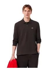 LACOSTE Polo Uomo L1312 AI 25/26 Classic Fit in cotone tinta unita con maniche lunghe SKB MARRONE