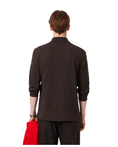 LACOSTE Polo Uomo L1312 AI 25/26 Classic Fit in cotone tinta unita con maniche lunghe SKB MARRONE LACOSTE Polo Uomo L1312 AI 25/26 Classic Fit in cotone tinta unita con maniche lunghe SKB MARRONE