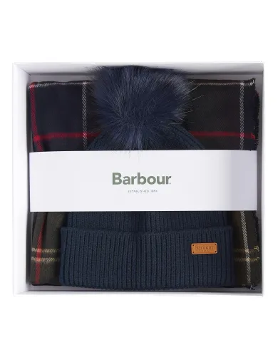 Set Gift Donna cappello e sciarpa blu/verde LGS0054|BARBOUR Set Gift Donna cappello e sciarpa blu/verde LGS0054|BARBOUR