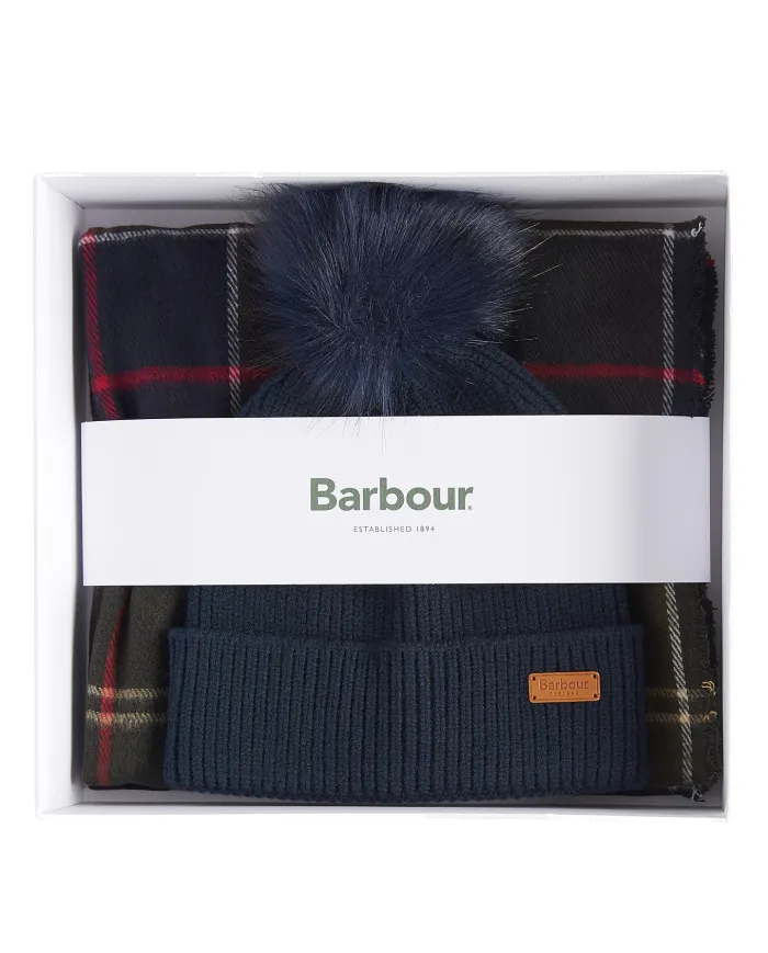 Set Gift Donna cappello e sciarpa blu/verde LGS0054|BARBOUR Set Gift Donna cappello e sciarpa blu/verde LGS0054|BARBOUR