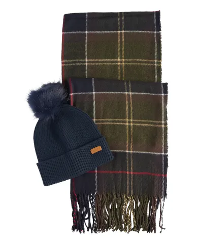 Set Gift Donna cappello e sciarpa blu/verde LGS0054|BARBOUR Set Gift Donna cappello e sciarpa blu/verde LGS0054|BARBOUR
