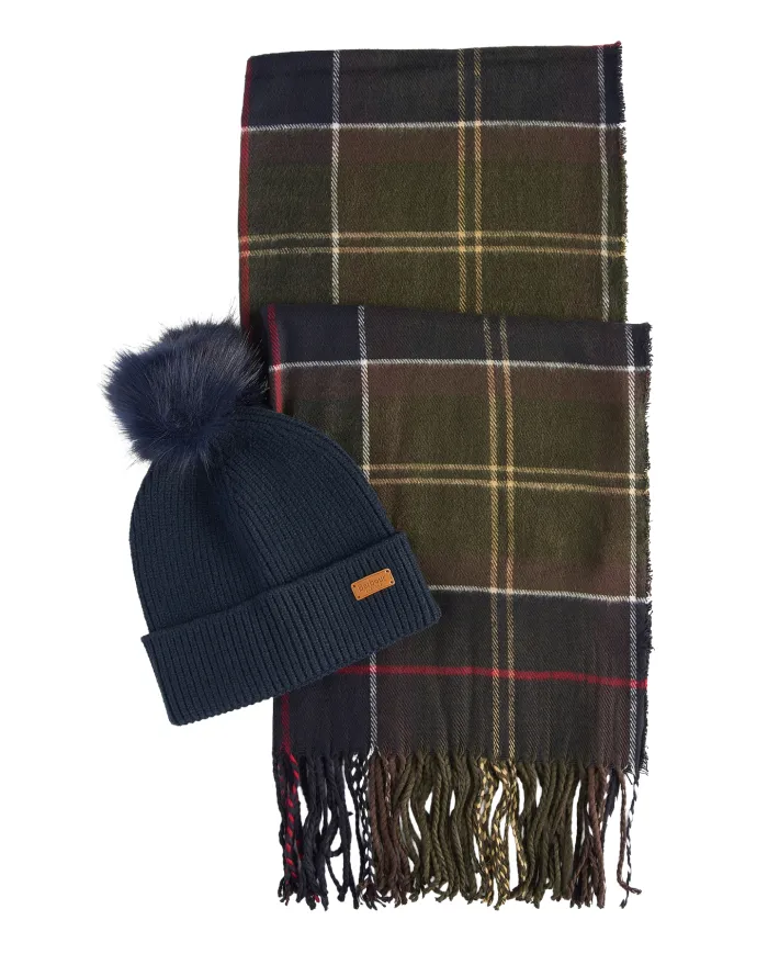 Set Gift Donna cappello e sciarpa blu/verde LGS0054|BARBOUR Set Gift Donna cappello e sciarpa blu/verde LGS0054|BARBOUR