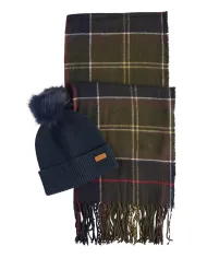 Set Gift Donna cappello e sciarpa blu/verde LGS0054|BARBOUR