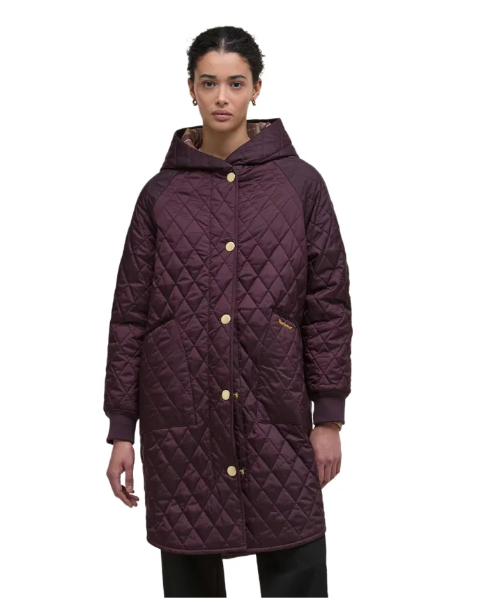 Cappotto Donna lungo trapuntato bordeaux LQU1838 HILARY|BARBOUR Cappotto Donna lungo trapuntato bordeaux LQU1838 HILARY|BARBOUR