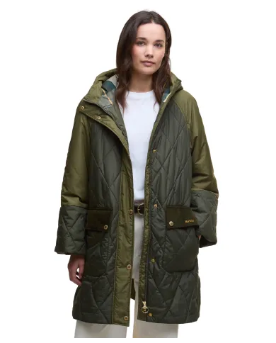 Cappotto Donna lungo verde trapuntato LQU1841 ELSPETH|BARBOUR Cappotto Donna lungo verde trapuntato LQU1841 ELSPETH|BARBOUR