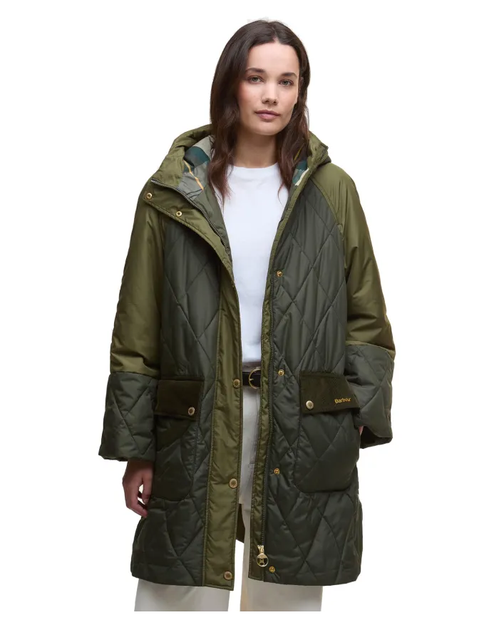Cappotto Donna lungo verde trapuntato LQU1841 ELSPETH|BARBOUR Cappotto Donna lungo verde trapuntato LQU1841 ELSPETH|BARBOUR