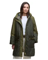Cappotto Donna lungo verde trapuntato LQU1841 ELSPETH|BARBOUR