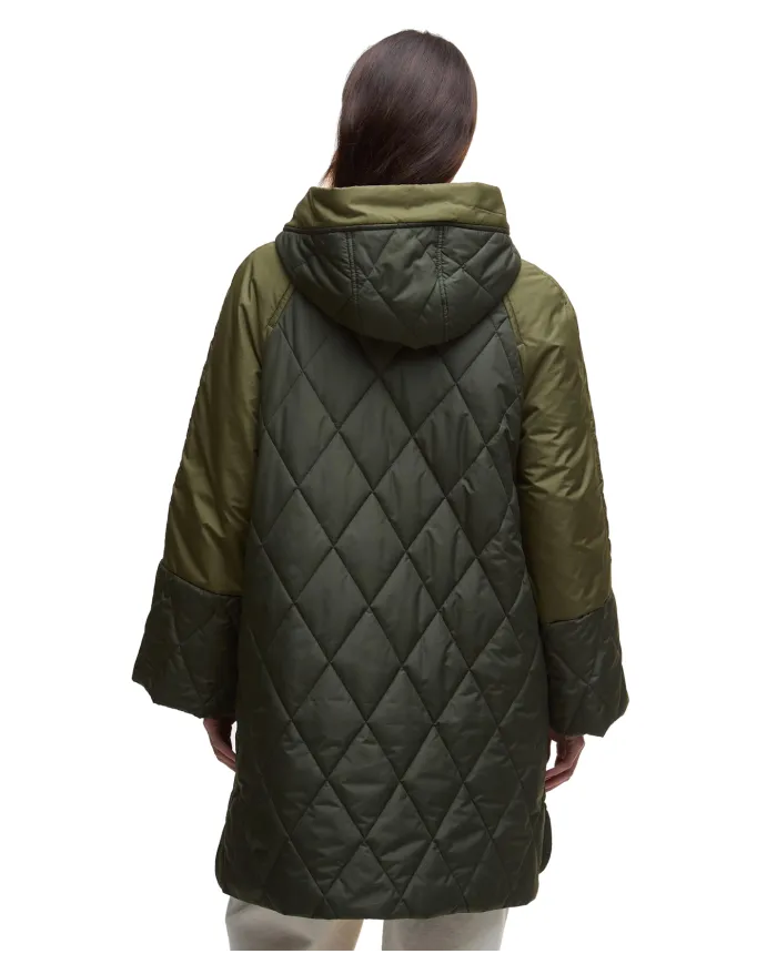 Cappotto Donna lungo verde trapuntato LQU1841 ELSPETH|BARBOUR