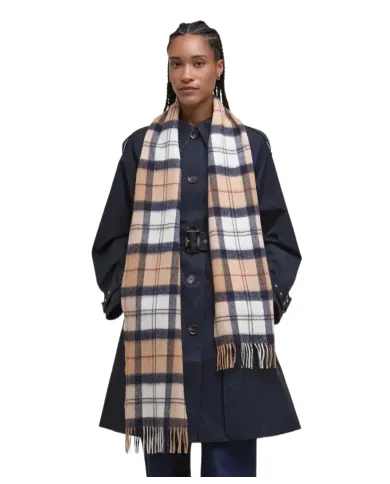 Sciarpa Donna in lana quadrettata beige/blu LSC0129|BARBOUR Sciarpa Donna in lana quadrettata beige/blu LSC0129|BARBOUR