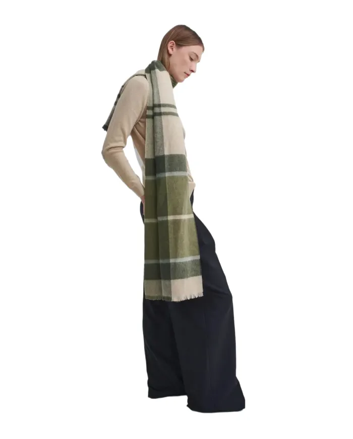 Sciarpa Donna in lana quadrettata bige/verde LSC0354 ROSEFIELD|BARBOUR Sciarpa Donna in lana quadrettata bige/verde LSC0354 ROSEFIELD|BARBOUR