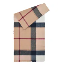 Sciarpa Donna in lana quadrettata beige/blu LSC0354 ROSEFIELD|BARBOUR