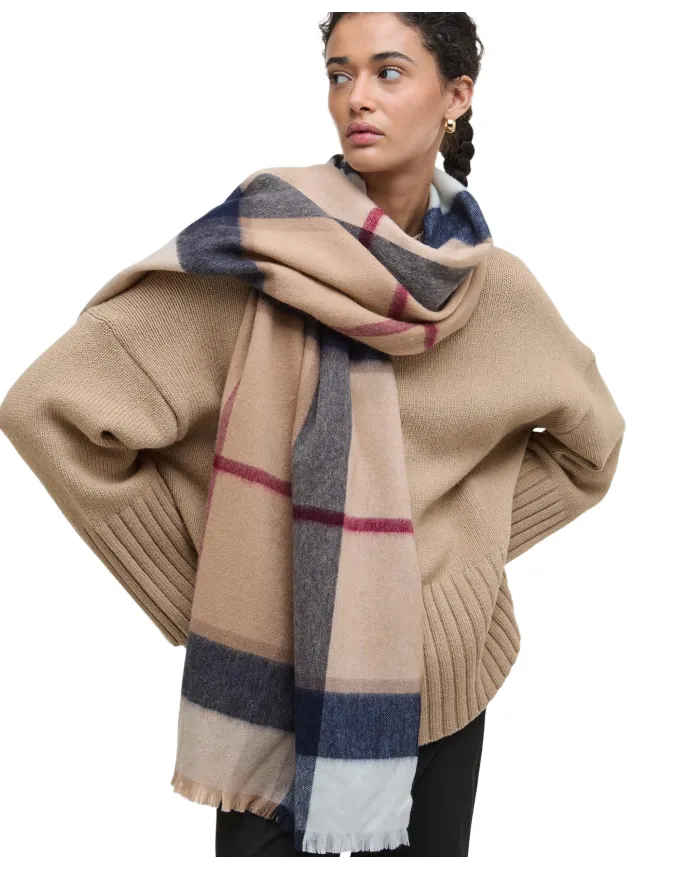 Sciarpa Donna in lana quadrettata beige/blu LSC0354 ROSEFIELD|BARBOUR Sciarpa Donna in lana quadrettata beige/blu LSC0354 ROSEFIELD|BARBOUR