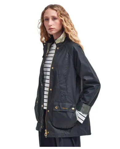 BARBOUR Giacca Donna LWX1402 MODERN BEADNELL AI 25/2026 cotone stile classico foderato SG51 sage/ancient