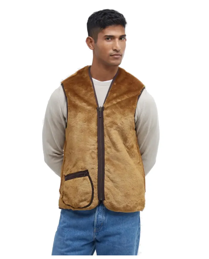 Gilet Uomo effetto pelliccia cammello MLI0004 WARM|BARBOUR
