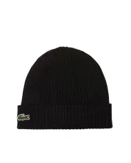 LACOSTE Berretto Uomo RB0001 AI 25/26 lana con logo applicato sul risvolto 031 NERO