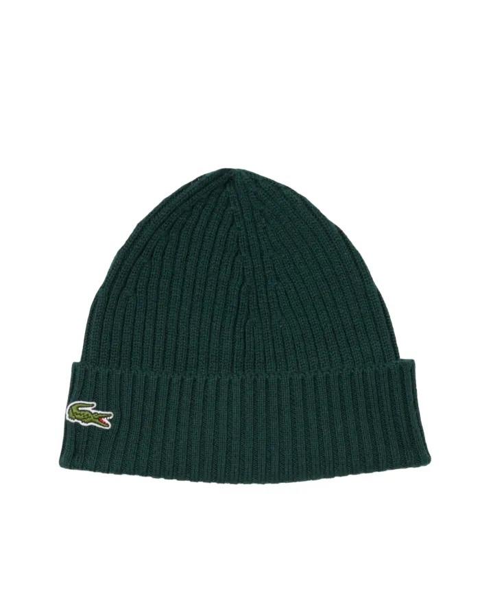 LACOSTE Berretto Uomo RB0001 AI 25/26 lana con logo applicato sul risvolto YZP VERDE SINOPLE LACOSTE Berretto Uomo RB0001 AI 25/26 lana con logo applicato sul risvolto YZP VERDE SINOPLE