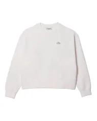LACOSTE Felpa Donna SF5614 AI 25/26 cotone oversize con logo applicato sul petto. 001 BIANCO