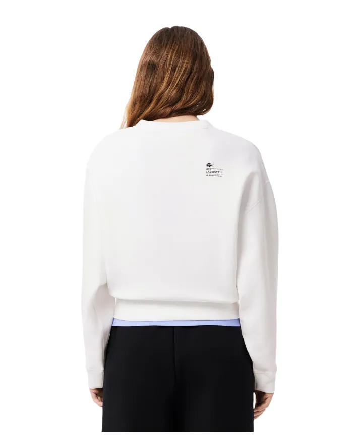 LACOSTE Felpa Donna SF5614 AI 25/26 cotone oversize con logo applicato sul petto. 001 BIANCO