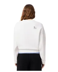 LACOSTE Felpa Donna SF5614 AI 25/26 cotone oversize con logo applicato sul petto. 001 BIANCO