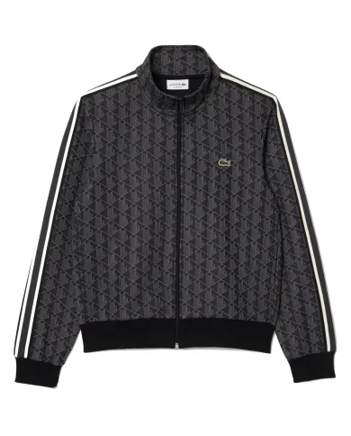 LACOSTE Giacca Uomo SH1368 AI 25/26 cotone stile tuta con motivo geometrico 4PC nero/grigio scu LACOSTE Giacca Uomo SH1368 AI 25/26 cotone stile tuta con motivo geometrico 4PC nero/grigio scu