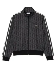 LACOSTE Giacca Uomo SH1368 AI 25/26 cotone stile tuta con motivo geometrico 4PC nero/grigio scu