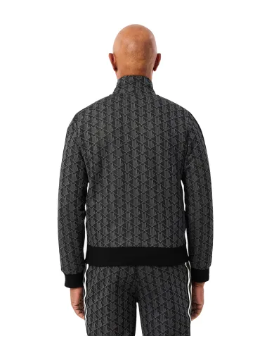 LACOSTE Giacca Uomo SH1368 AI 25/26 cotone stile tuta con motivo geometrico 4PC nero/grigio scu LACOSTE Giacca Uomo SH1368 AI 25/26 cotone stile tuta con motivo geometrico 4PC nero/grigio scu