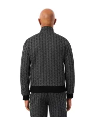 LACOSTE Giacca Uomo SH1368 AI 25/26 cotone stile tuta con motivo geometrico 4PC nero/grigio scu