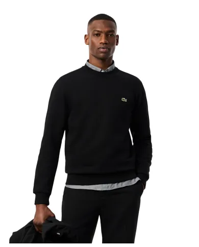 LACOSTE Felpa Uomo SH9608 AI 25/26 Classic Fit in pile con girocollo 031 NERO LACOSTE Felpa Uomo SH9608 AI 25/26 Classic Fit in pile con girocollo 031 NERO