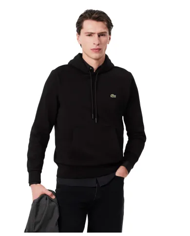 LACOSTE Felpa Uomo SH9623 AI 25/26 cotone regular con cappuccio 031 NERO LACOSTE Felpa Uomo SH9623 AI 25/26 cotone regular con cappuccio 031 NERO