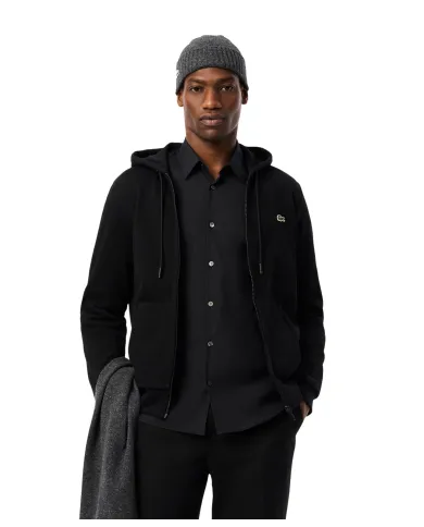 LACOSTE Felpa Uomo SH9626 AI 25/26 cotone regular con cappuccio 031 NERO LACOSTE Felpa Uomo SH9626 AI 25/26 cotone regular con cappuccio 031 NERO