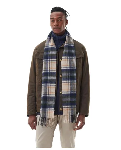 BARBOUR Sciarpa Uomo USC0137 NEW CHECK AI 25/26 lana con motivo tartan BE51 sand beige plaid BARBOUR Sciarpa Uomo USC0137 NEW CHECK AI 25/26 lana con motivo tartan BE51 sand beige plaid