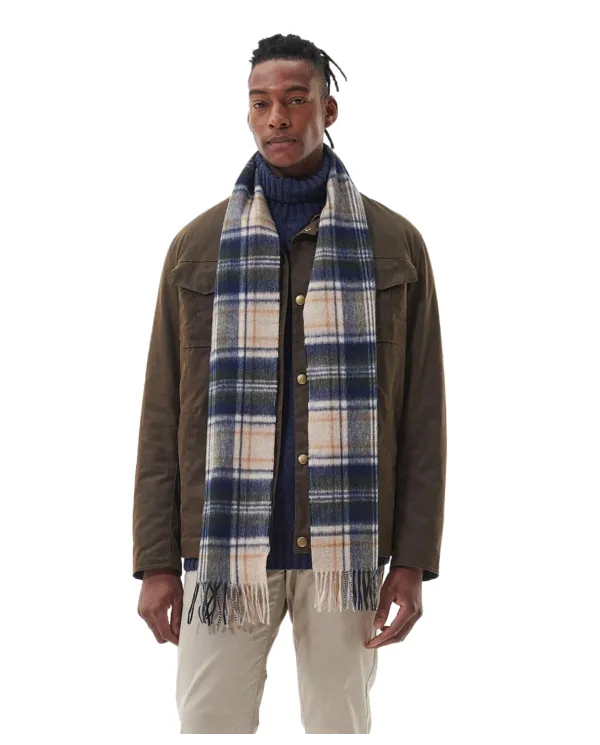 BARBOUR Sciarpa Uomo USC0137 NEW CHECK AI 25/26 lana con motivo tartan BE51 sand beige plaid BARBOUR Sciarpa Uomo USC0137 NEW CHECK AI 25/26 lana con motivo tartan BE51 sand beige plaid