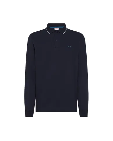 SUN68 Polo Uomo A45102 POLO SMALL STRIPES AI 25/26 cotone con con maniche lunghe 07 NAVY BLUE SUN68 Polo Uomo A45102 POLO SMALL STRIPES AI 25/26 cotone con con maniche lunghe 07 NAVY BLUE