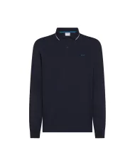 SUN68 Polo Uomo A45102 POLO SMALL STRIPES AI 25/26 cotone con con maniche lunghe 07 NAVY BLUE