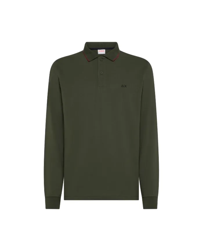 SUN68 Polo Uomo A45102 POLO SMALL STRIPES AI 25/26 cotone con con maniche lunghe 74 MILITARE scuro SUN68 Polo Uomo A45102 POLO SMALL STRIPES AI 25/26 cotone con con maniche lunghe 74 MILITARE scuro