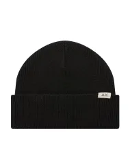 SUN68 Berretto Uomo C45109 BEANIE CAP AI 25/26 lana con nastro logato 11 NERO