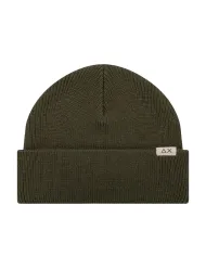 SUN68 Berretto Uomo C45109 BEANIE CAP AI 25/26 lana con nastro logato 74 MILITARE scuro