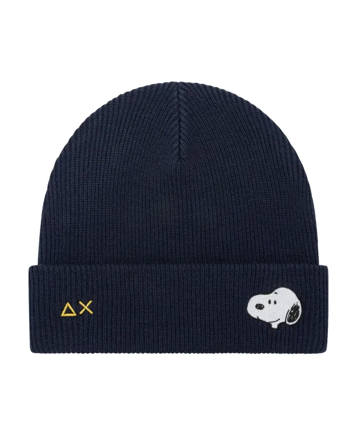 SUN68 Berretto Uomo C45120 CAP PEANUTS AI 25/26 lana con patch applicata 07 NAVY BLUE SUN68 Berretto Uomo C45120 CAP PEANUTS AI 25/26 lana con patch applicata 07 NAVY BLUE