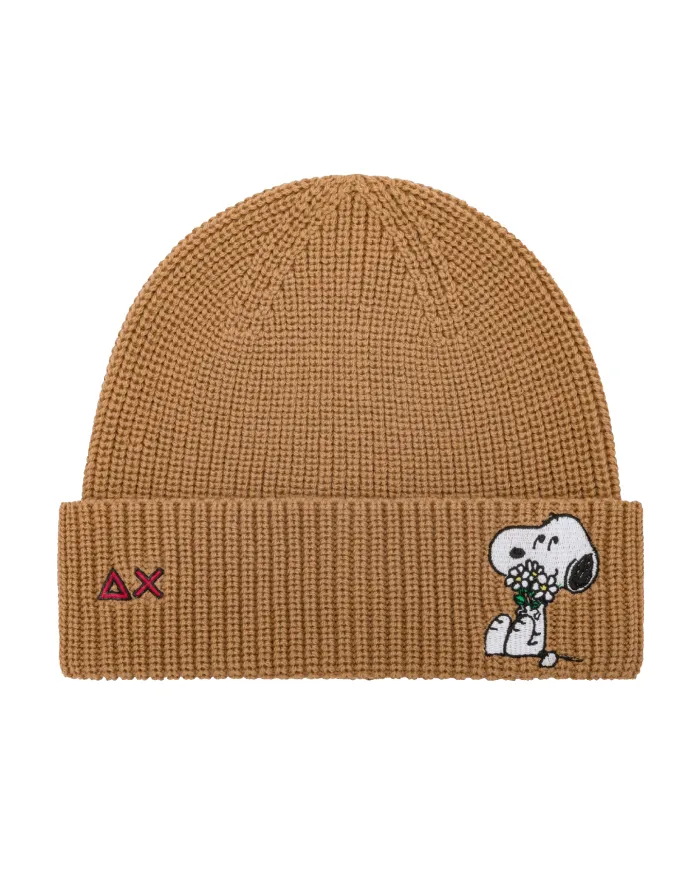 SUN68 Berretto Donna C45220 CAP PEANTUS AI 25/26 lana con patch applicata 17 DESERTO