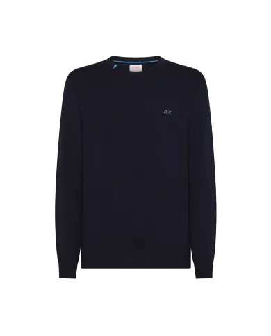 SUN68 Maglia Uomo K45101 SWEATER BASIC L/S AI 25/26 lana con logo ricamato 07 NAVY BLUE SUN68 Maglia Uomo K45101 SWEATER BASIC L/S AI 25/26 lana con logo ricamato 07 NAVY BLUE