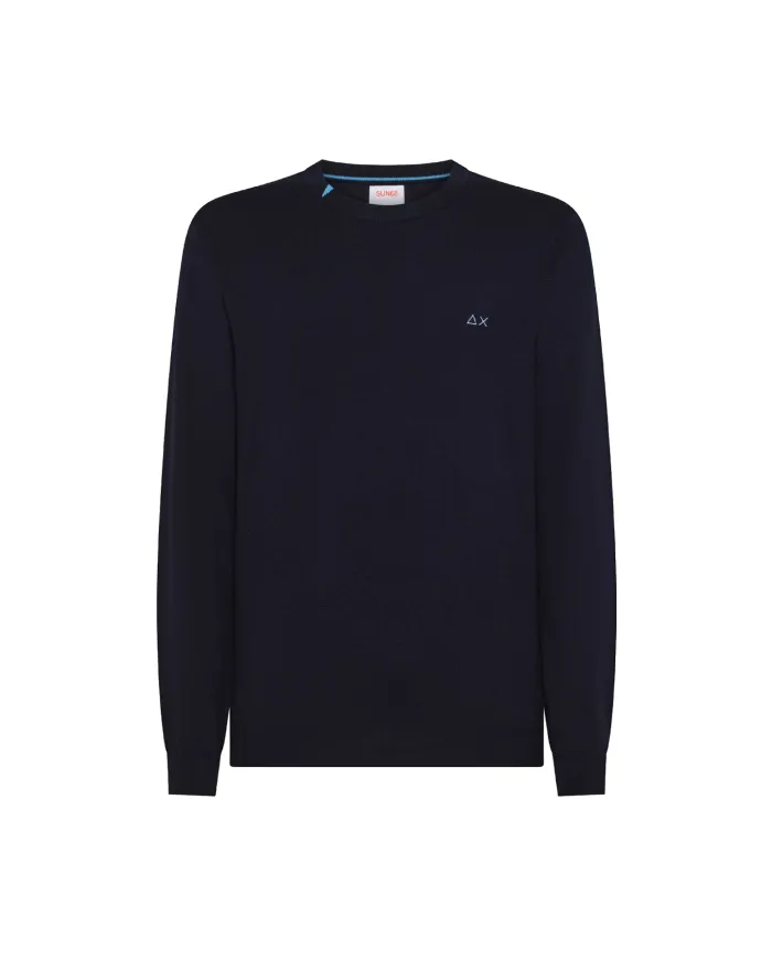 SUN68 Maglia Uomo K45101 SWEATER BASIC L/S AI 25/26 lana con logo ricamato 07 NAVY BLUE SUN68 Maglia Uomo K45101 SWEATER BASIC L/S AI 25/26 lana con logo ricamato 07 NAVY BLUE