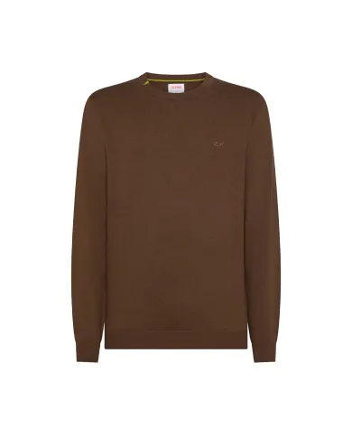 SUN68 Maglia Uomo K45101 SWEATER BASIC L/S AI 25/26 lana con logo ricamato 08 MARRONE SUN68 Maglia Uomo K45101 SWEATER BASIC L/S AI 25/26 lana con logo ricamato 08 MARRONE