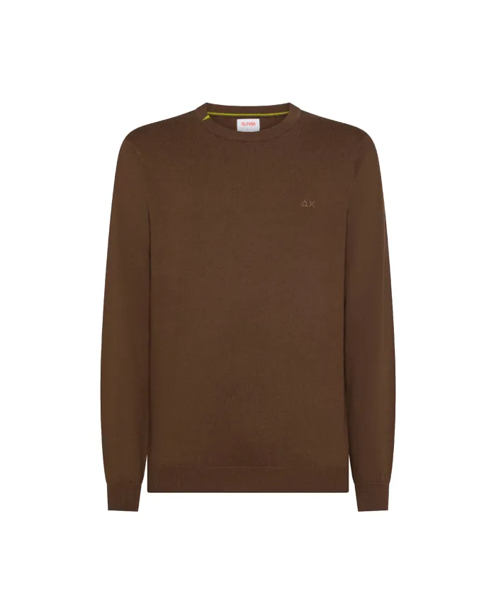 SUN68 Maglia Uomo K45101 SWEATER BASIC L/S AI 25/26 lana con logo ricamato 08 MARRONE SUN68 Maglia Uomo K45101 SWEATER BASIC L/S AI 25/26 lana con logo ricamato 08 MARRONE
