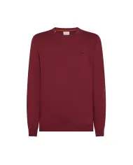 SUN68 Maglia Uomo K45101 SWEATER BASIC L/S AI 25/26 lana con logo ricamato 35 BORDEAUX