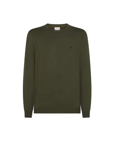 SUN68 Maglia Uomo K45101 SWEATER BASIC L/S AI 25/26 lana con logo ricamato 74 MILITARE scuro SUN68 Maglia Uomo K45101 SWEATER BASIC L/S AI 25/26 lana con logo ricamato 74 MILITARE scuro