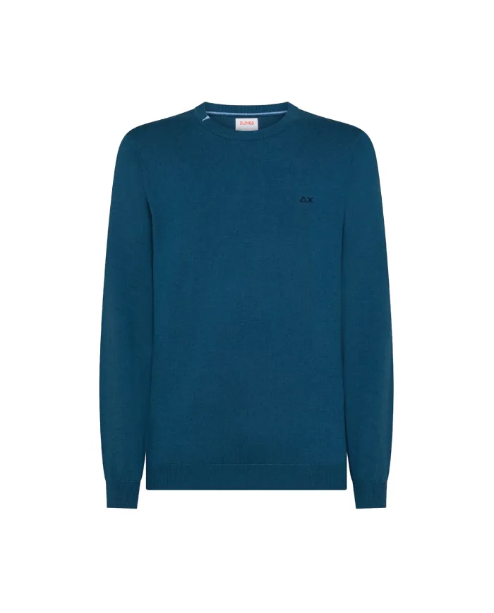 SUN68 Maglia Uomo K45101 SWEATER BASIC L/S AI 25/26 lana con logo ricamato 80 AVIO SCURO SUN68 Maglia Uomo K45101 SWEATER BASIC L/S AI 25/26 lana con logo ricamato 80 AVIO SCURO