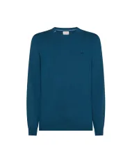 SUN68 Maglia Uomo K45101 SWEATER BASIC L/S AI 25/26 lana con logo ricamato 80 AVIO SCURO