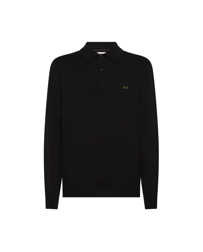 SUN68 Maglia Uomo K45105 POLO SWEATER BASIC AI 25/26 lana con colletto 11 NERO SUN68 Maglia Uomo K45105 POLO SWEATER BASIC AI 25/26 lana con colletto 11 NERO