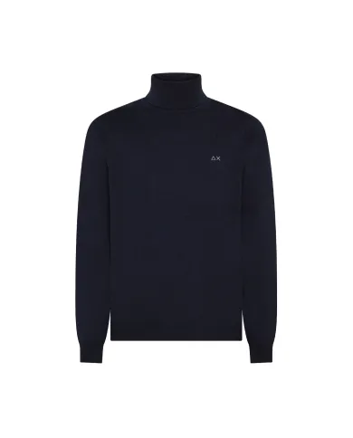 SUN68 Dolcevita Uomo K45106 TURTLE SWEATER BAS AI 25/26 lana con logo ricamato 07 NAVY BLUE SUN68 Dolcevita Uomo K45106 TURTLE SWEATER BAS AI 25/26 lana con logo ricamato 07 NAVY BLUE